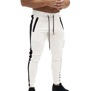 Men 2019 Fashion Sweatpants Casual Color Side Stripe New Fitness Trousers Stitching Elastic Soft Slim Fit Sports Pencil Pants