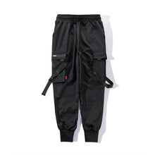 Load image into Gallery viewer, Men Ribbons Color Block Black Pocket Cargo Pants Harem Joggers Harajuku Sweatpant Hip Hop Trousers 2019 new hot sale