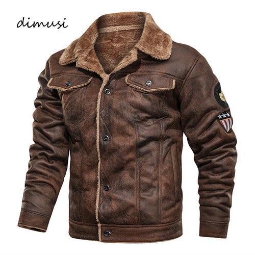 DIMUSI Winter Men Bomber Jacket Casual Mens Thick Fleece Army Tactical Coats Fashion Men Fur Collar Windbreaker Jackets Clothing