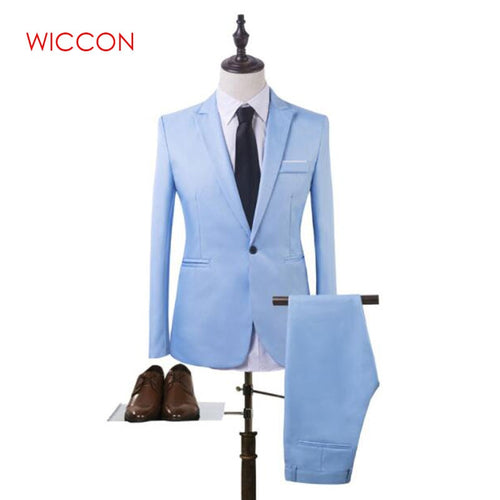 New Fashion Men's Suit Suit Groom Solid Color Wedding Dress White-collar Work Dress Jacket + Pants Suit Casual Suit