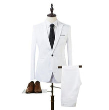 Load image into Gallery viewer, New Fashion Men&#39;s Suit Suit Groom Solid Color Wedding Dress White-collar Work Dress Jacket + Pants Suit Casual Suit