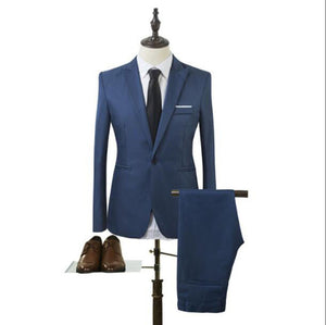 New Fashion Men's Suit Suit Groom Solid Color Wedding Dress White-collar Work Dress Jacket + Pants Suit Casual Suit