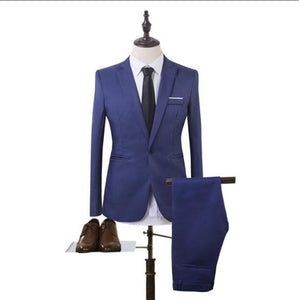 New Fashion Men's Suit Suit Groom Solid Color Wedding Dress White-collar Work Dress Jacket + Pants Suit Casual Suit