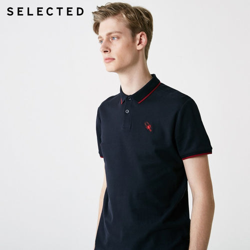 SELECTED Men's Summer 100% Cotton Turn-down Collar Short-sleeved Polo S|419206505