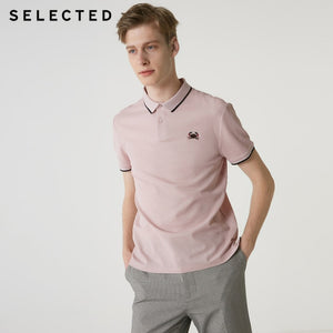 SELECTED Men's Summer 100% Cotton Turn-down Collar Short-sleeved Polo S|419206505