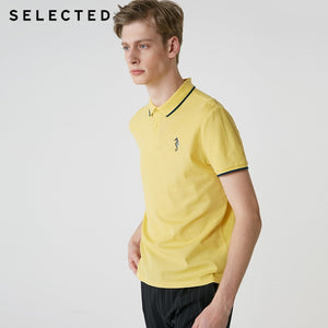 SELECTED Men's Summer 100% Cotton Turn-down Collar Short-sleeved Polo S|419206505