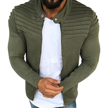 Load image into Gallery viewer, LITTHING Casual Jacket Men Winter Autumn Streetwear Windbreaker Mens Clothing Pleats Slim Stripe Raglan Zipper Long Sleeve Coats
