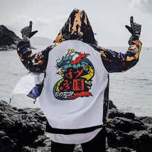 Load image into Gallery viewer, Dragon Bomber Jacket Men Outwear Streetwear Hip Hop Baseball Jacket Hooded Thin Windbreaker Jackets Fashion Patchwork Clothes