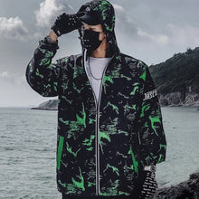 Load image into Gallery viewer, Dragon Bomber Jacket Men Outwear Streetwear Hip Hop Baseball Jacket Hooded Thin Windbreaker Jackets Fashion Patchwork Clothes