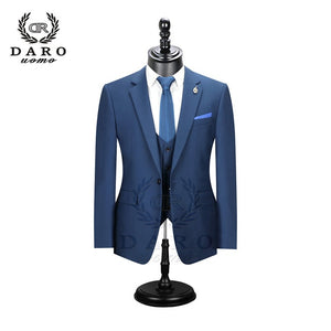 2019 DARO Men Suits  Slim Fit Jacket pants vest for Business Work and weeding Wear  3Pcs Set DR6158
