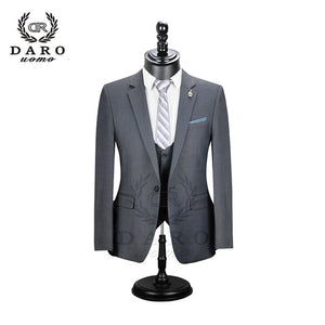 2019 DARO Men Suits  Slim Fit Jacket pants vest for Business Work and weeding Wear  3Pcs Set DR6158