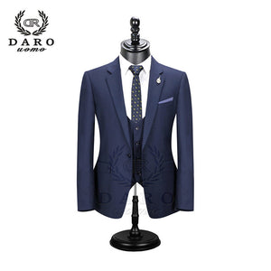 2019 DARO Men Suits  Slim Fit Jacket pants vest for Business Work and weeding Wear  3Pcs Set DR6158