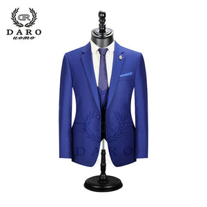 2019 DARO Men Suits  Slim Fit Jacket pants vest for Business Work and weeding Wear  3Pcs Set DR6158