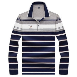 2019 New Arrival brand polo shirt men 3D Embroidery striped long sleeve men polo shirt high quality cotton camisas polo shirt