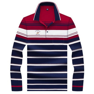 2019 New Arrival brand polo shirt men 3D Embroidery striped long sleeve men polo shirt high quality cotton camisas polo shirt