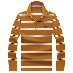 2019 New Arrival brand polo shirt men 3D Embroidery striped long sleeve men polo shirt high quality cotton camisas polo shirt
