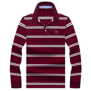 2019 New Arrival brand polo shirt men 3D Embroidery striped long sleeve men polo shirt high quality cotton camisas polo shirt
