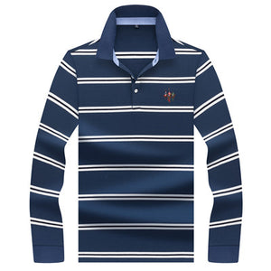 2019 New Arrival brand polo shirt men 3D Embroidery striped long sleeve men polo shirt high quality cotton camisas polo shirt