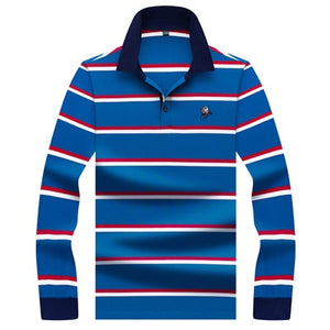 2019 New Arrival brand polo shirt men 3D Embroidery striped long sleeve men polo shirt high quality cotton camisas polo shirt