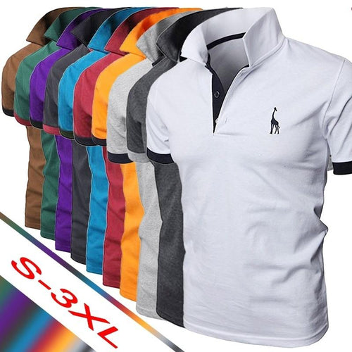 2019 di Es2019 Summer Men's Polo Multi-Color Deer Polo Shirt Men's Short Sleeve Slim Fit Tops