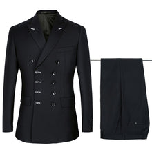 Load image into Gallery viewer, PAULKONTE Made Men Slim Fit Suits Double Breasted Black Blue Formal Wedding Tuxedos Party Gift Classic Men&#39;s Suit (Jacket+Pants)