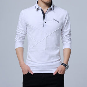 Polos Mens Long sleeves Shirt Fashion Polo Cotton Shirts Hombre Men's Clothing Masculino Business Casual Solid Brand 5XL MOOWNUC