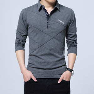 Polos Mens Long sleeves Shirt Fashion Polo Cotton Shirts Hombre Men's Clothing Masculino Business Casual Solid Brand 5XL MOOWNUC
