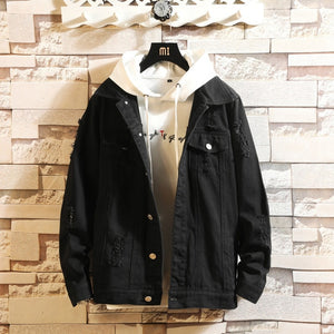 Men\'s Fashion Denim Jacket Men\'s Casual Bomber Jacket Men\'s Hip Hop Men\'s Retro Denim Jacket Jacket Streetwear 2019
