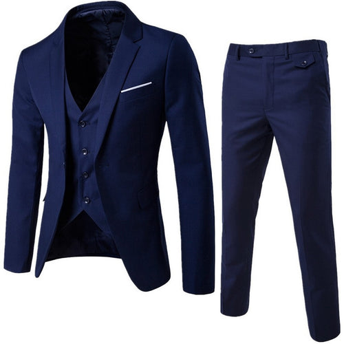 HEFLASHOR 2019 Men's Fashion Slim Suits Men's Business Casual Clothing Groomsman Three-piece Suit Blazers Jacket Pants Sets
