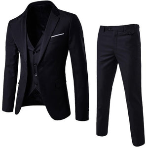 HEFLASHOR 2019 Men's Fashion Slim Suits Men's Business Casual Clothing Groomsman Three-piece Suit Blazers Jacket Pants Sets