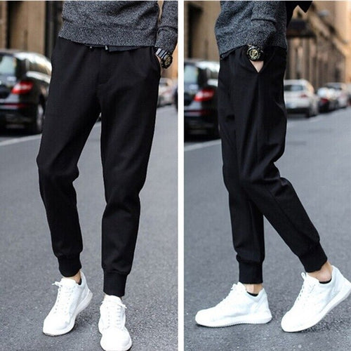 2019 Men's Clothes Fashion Summer Thin Casual Pants Black Men Joggers Solid Sweatpants Foot Strap Hip Hop Loose Pockets Trousers