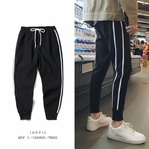 Men's Pants with 2 white stripes sweatpants Mens Pants Fitness Pants For Men Cargo Fitness Men Slim Fit Sport Gym Skinny Fitness