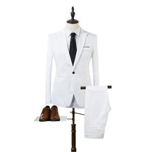 Load image into Gallery viewer, CYSINCOS 2019 New 2 Pieces Business Blazer+Pants Suit Sets Men Autumn Fashion Solid Slim Wedding Set Vintage Classic Blazer Male