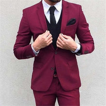 Load image into Gallery viewer, New Brand Groom Tuxedo Suit 2019 Custom Made Wine Red Men Suits Terno Slim Fit Peaked Lapel Groomsmen Men Wedding Prom Suits