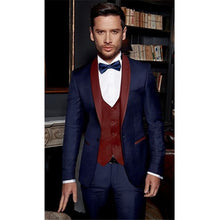 Load image into Gallery viewer, New Brand Groom Tuxedo Suit 2019 Custom Made Wine Red Men Suits Terno Slim Fit Peaked Lapel Groomsmen Men Wedding Prom Suits