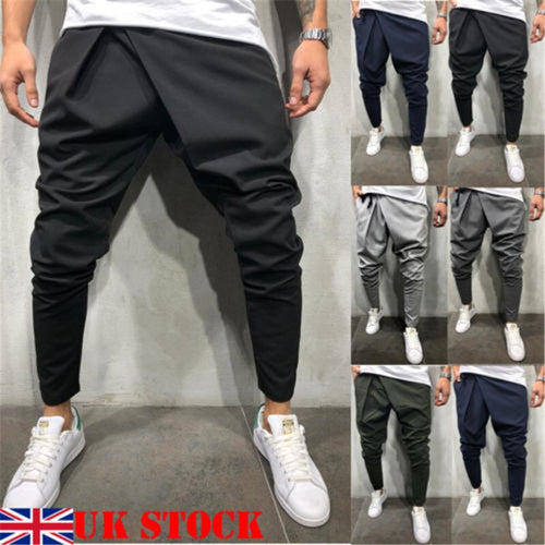new Style Fashion Solid Men's Track Pants Slim Cuff Trousers Casual Tracksuit Casual Plain