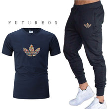 Load image into Gallery viewer, Mens Joggers Casual Pants Fitness Men Sportswear Tracksuit Bottoms Skinny Sweatpants  Black Gyms Jogger Track Pants+t-shirts set
