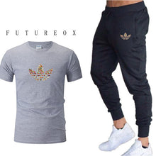 Load image into Gallery viewer, Mens Joggers Casual Pants Fitness Men Sportswear Tracksuit Bottoms Skinny Sweatpants  Black Gyms Jogger Track Pants+t-shirts set