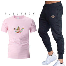 Load image into Gallery viewer, Mens Joggers Casual Pants Fitness Men Sportswear Tracksuit Bottoms Skinny Sweatpants  Black Gyms Jogger Track Pants+t-shirts set