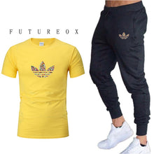 Load image into Gallery viewer, Mens Joggers Casual Pants Fitness Men Sportswear Tracksuit Bottoms Skinny Sweatpants  Black Gyms Jogger Track Pants+t-shirts set
