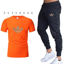 Load image into Gallery viewer, Mens Joggers Casual Pants Fitness Men Sportswear Tracksuit Bottoms Skinny Sweatpants  Black Gyms Jogger Track Pants+t-shirts set