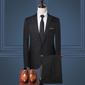 2019 Business Casual Men's Suit 2 Piece Set and Single Jacket Slim Straight Cotton Men's Coats Off-white