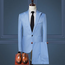 Load image into Gallery viewer, 2019 Business Casual Men&#39;s Suit 2 Piece Set and Single Jacket Slim Straight Cotton Men&#39;s Coats Off-white