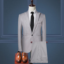 Load image into Gallery viewer, 2019 Business Casual Men&#39;s Suit 2 Piece Set and Single Jacket Slim Straight Cotton Men&#39;s Coats Off-white