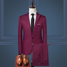 Load image into Gallery viewer, 2019 Business Casual Men&#39;s Suit 2 Piece Set and Single Jacket Slim Straight Cotton Men&#39;s Coats Off-white