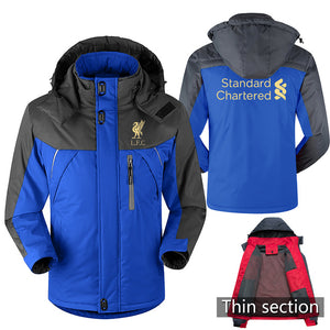 Mo Salah Never Give Up Liverpool Winter parka men plus velvet warm windproof coats mens hooded jackets men's outwear overcoat