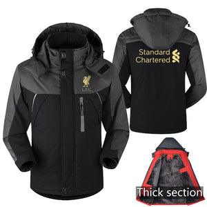 Mo Salah Never Give Up Liverpool Winter parka men plus velvet warm windproof coats mens hooded jackets men's outwear overcoat