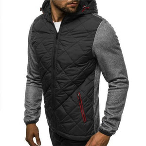 New Fashion Hoody Spliced Jacket Casual Solid Men Hoodies Sweatshirts Casual Coat Hooded Zip Cardigan Plus Fleece Clothes