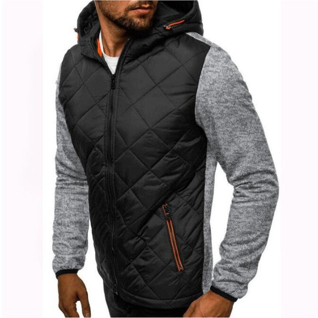 New Fashion Hoody Spliced Jacket Casual Solid Men Hoodies Sweatshirts Casual Coat Hooded Zip Cardigan Plus Fleece Clothes