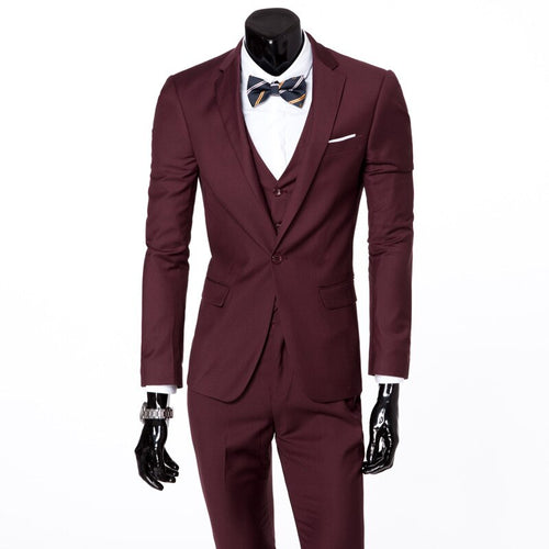 New Style Men Business Casual Solid Color Business Formal Wear Suit MEN'S Suit Two-Piece Set